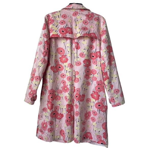 Apostrophe Stretch Rain Trench Coat Posey Floral Pink Lined Belt Women’s XL(18) - Picture 3 of 11